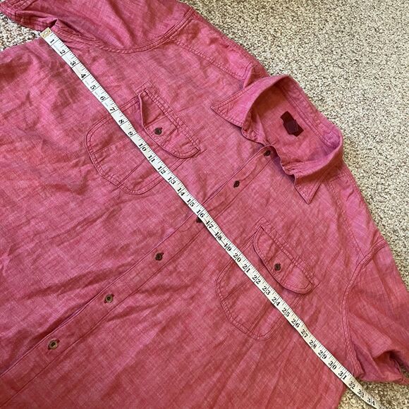 Foundry Supply Co Mens 100% Cotton Button Up Shirt Size 4XLT Short Sleeve Red - Picture 9 of 10